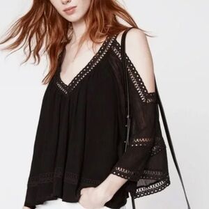 NWT Rebecca Minkoff Black Cold Shoulder Blouse